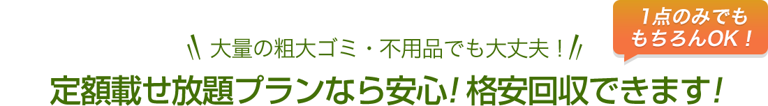 大量の粗大ゴミ・不用品でも大丈夫!定額載せ放題プランなら安心! 格安回収できます!