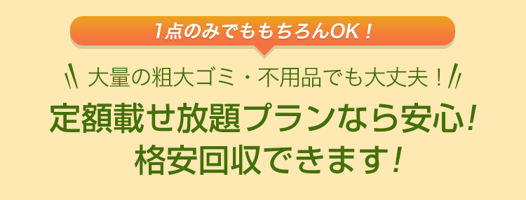 大量の粗大ゴミ・不用品でも大丈夫!定額載せ放題プランなら安心! 格安回収できます!
